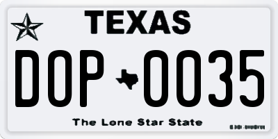 TX license plate DOP0035