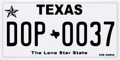 TX license plate DOP0037
