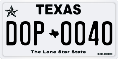 TX license plate DOP0040