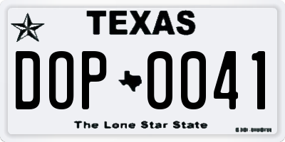 TX license plate DOP0041