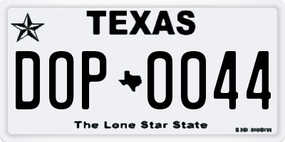 TX license plate DOP0044