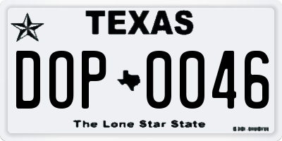 TX license plate DOP0046
