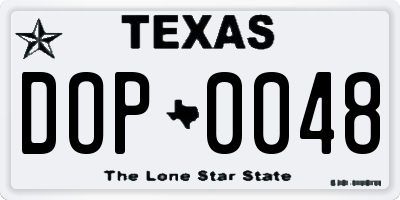 TX license plate DOP0048