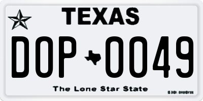 TX license plate DOP0049