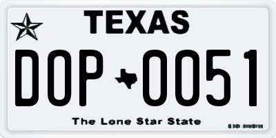 TX license plate DOP0051
