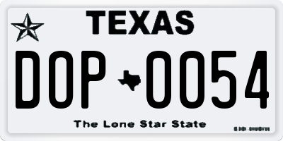 TX license plate DOP0054