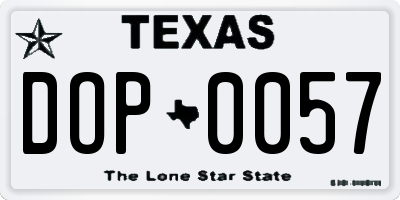 TX license plate DOP0057