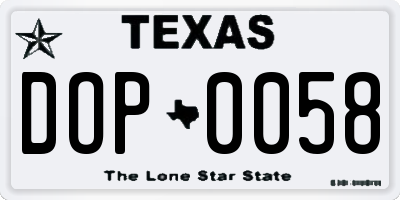 TX license plate DOP0058