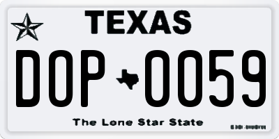 TX license plate DOP0059