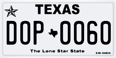 TX license plate DOP0060