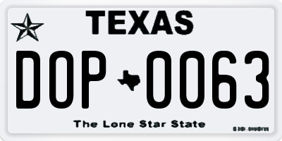 TX license plate DOP0063