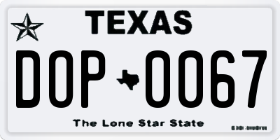 TX license plate DOP0067