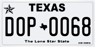 TX license plate DOP0068