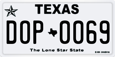 TX license plate DOP0069