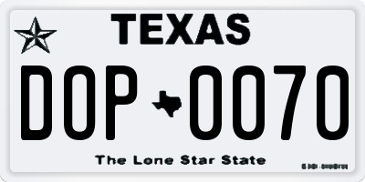 TX license plate DOP0070
