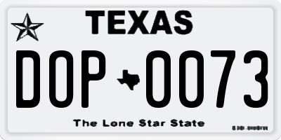 TX license plate DOP0073