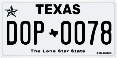 TX license plate DOP0078