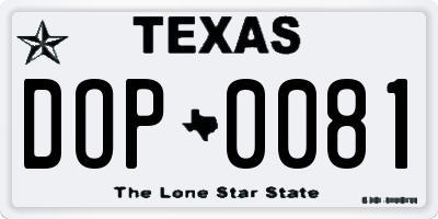 TX license plate DOP0081