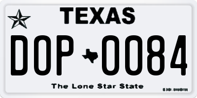 TX license plate DOP0084