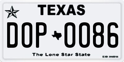 TX license plate DOP0086