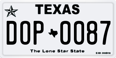 TX license plate DOP0087