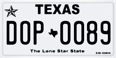 TX license plate DOP0089