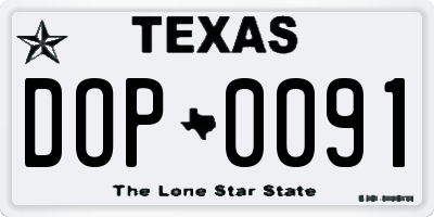 TX license plate DOP0091