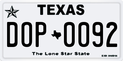 TX license plate DOP0092