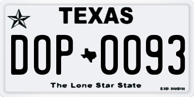 TX license plate DOP0093