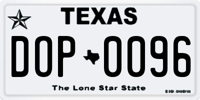 TX license plate DOP0096