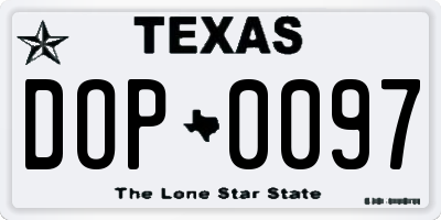 TX license plate DOP0097