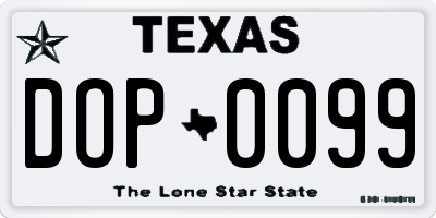 TX license plate DOP0099