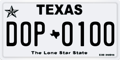 TX license plate DOP0100
