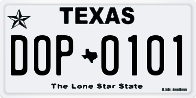 TX license plate DOP0101
