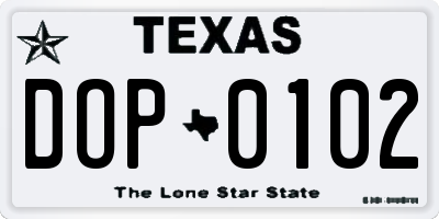TX license plate DOP0102