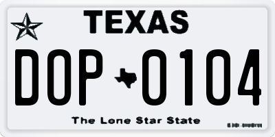 TX license plate DOP0104