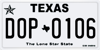 TX license plate DOP0106