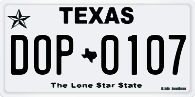 TX license plate DOP0107