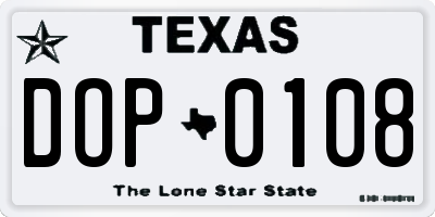 TX license plate DOP0108