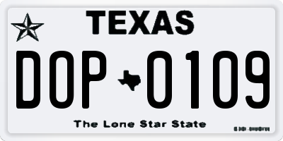 TX license plate DOP0109