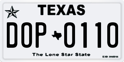 TX license plate DOP0110