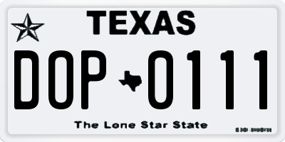TX license plate DOP0111