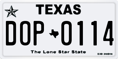 TX license plate DOP0114
