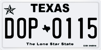 TX license plate DOP0115