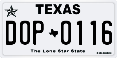 TX license plate DOP0116