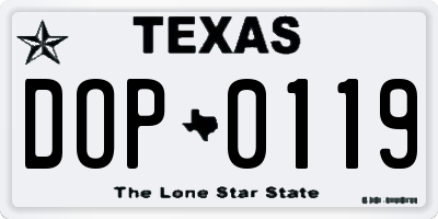 TX license plate DOP0119