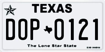 TX license plate DOP0121