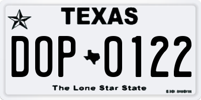 TX license plate DOP0122