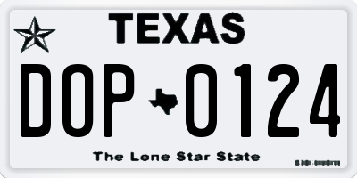 TX license plate DOP0124