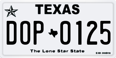 TX license plate DOP0125